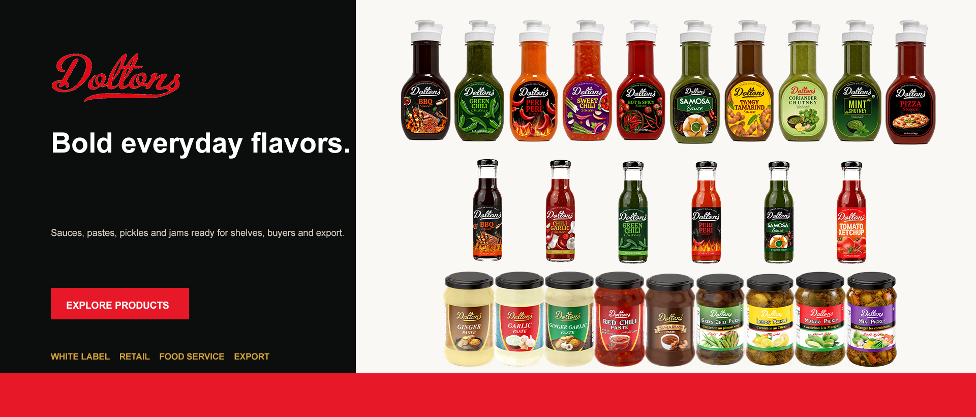 Doltons sauces, PET bottles, glass sauce bottles and jars